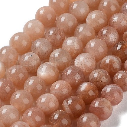 Round Natural Sunstone Beads Strands G-F222-33-8mm-1-1