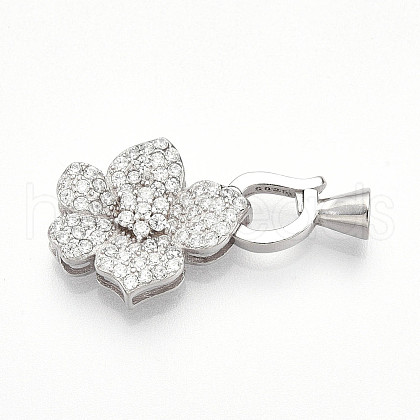 925 Sterling Silver Micro Pave Clear Cubic Zirconia Fold Over Clasps STER-T008-05P-1