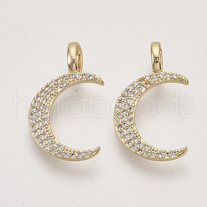 Brass Micro Pave Cubic Zirconia Pendants KK-T048-044G-NF-1