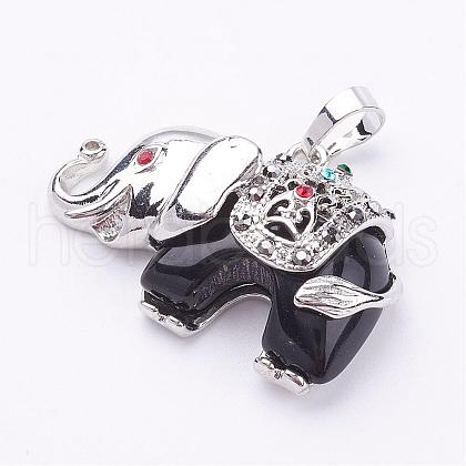 Natural Dyed & Heated Black Agate Pendants G-P268-07-1