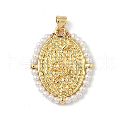 Brass with ABS Imitation Pearl Pendants KK-Z115-05G-02-1