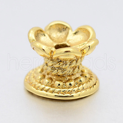 Brass Lotus Beads KK-F0292-14G-1