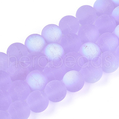 Frosted Transparent Glass Beads Strands GLAA-T032-T10mm-MBB01-1