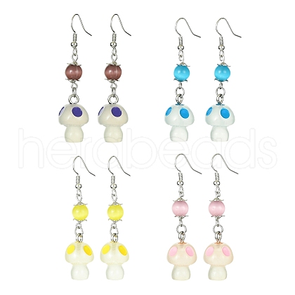 Resin Mushroom Dangle Earrings EJEW-JE05398-1