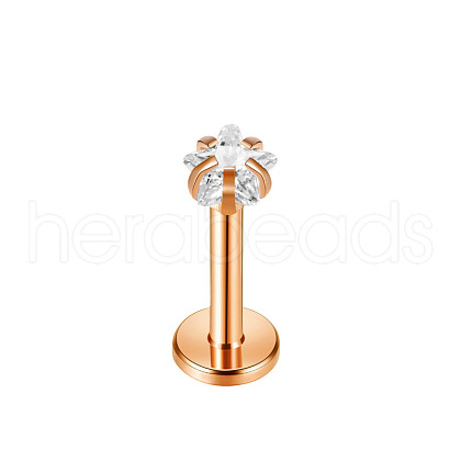 Stainless Steel Clear Cubic Zirconia Threadless Labret Stud WGC142D-06-1