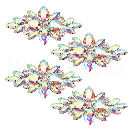 Fingerinspire 4Pcs Glass Cabochons(Hot Melt Adhesive On The Back) GGLA-FG0001-04-1