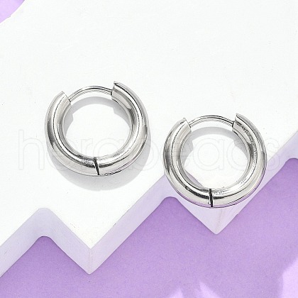 Tarnish Resistant 304 Stainless Steel Huggie Hoop Earrings X-EJEW-F111-16mm-P-1