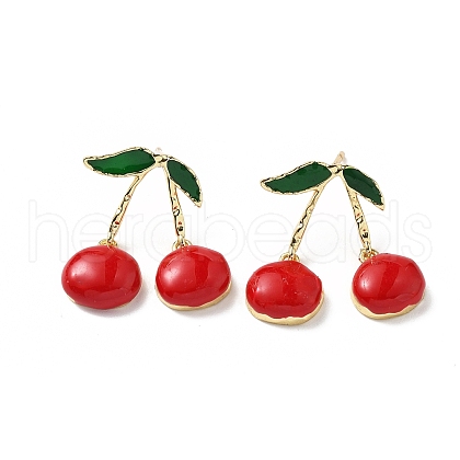 Brass Enamel Stud Earrings EJEW-F895-24A-G-1