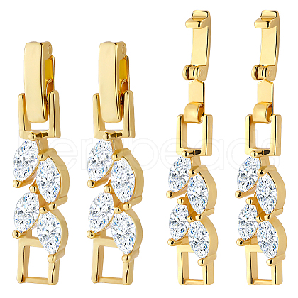Beebeecraft 6Pcs Brass Fold Over Clasps ZIRC-BBC0002-70G-1