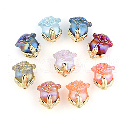 Iridescent Plating Acrylic Beads MACR-C029-06-1