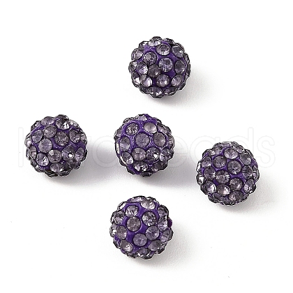 Half Drilled Polymer Clay Rhinestone Round Beads X-RB-H258-HD8mm-539-1