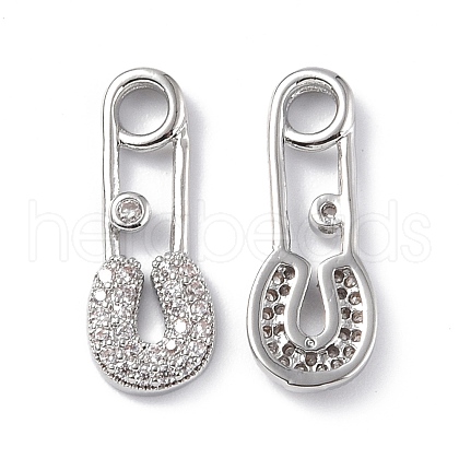 Brass Micro Pave Clear Cubic Zirconia Pendants KK-E068-VF261-1