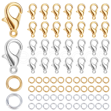 SOFPLATE 400Pcs 2 Colors Zinc Alloy Lobster Claw Clasps FIND-SP0001-34-1