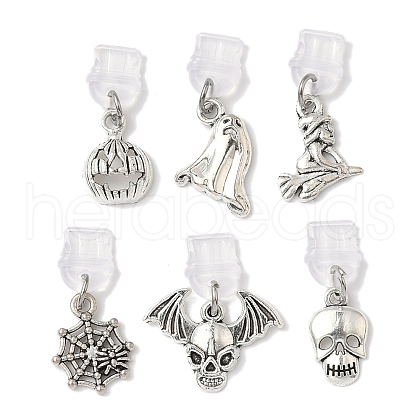 Halloween Theme Tibetan Style Alloy Charm Mobile Straps HJEW-JM03453-1