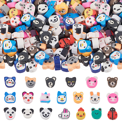 SUNNYCLUE 210Pcs 21 Styles Animal Head Theme Handmade Polymer Clay Beads FIND-SC0011-07-1