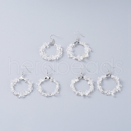 Natural Quartz Crystal Dangle Earrings EJEW-E255-D15-1