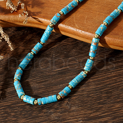 Bohemian Style Dyed Natural Imperial Jasper Heishi Beaded Necklaces for Elegant Collarbone SJ3294-1