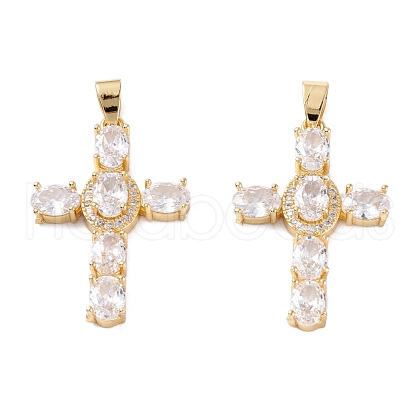 Brass Micro Pave Clear Cubic Zirconia Pendants ZIRC-M116-02G-1