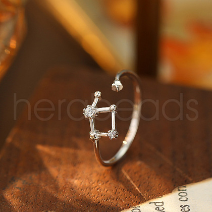 925 Sterling Silver Micro Pave Clear Cubic Zirconia Cuff Rings FS-WG4CDD9-03-1