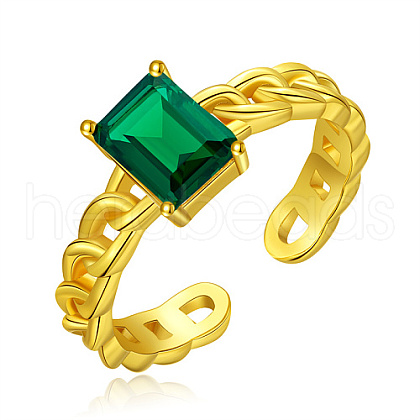 Mother's Day Rings Golden Brass Micro Pave Cubic Zirconia Solitaire Ring EP4174-2-1
