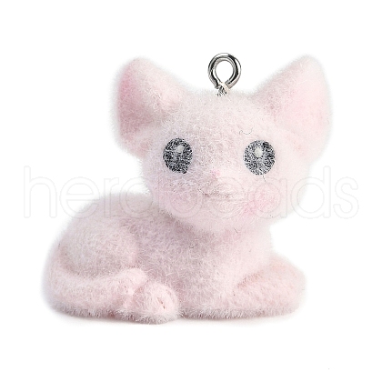 Animal Theme Flocky Resin Pendants RESI-M051-01A-1