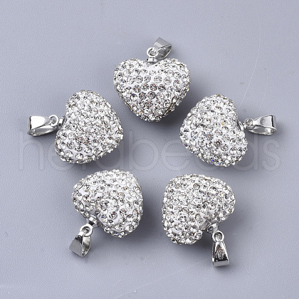 Polymer Clay Rhinestone Pendants RB-S055-11B-1