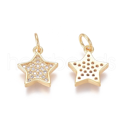 Brass Micro Pave Clear Cubic Zirconia Charms ZIRC-I036-03G-1