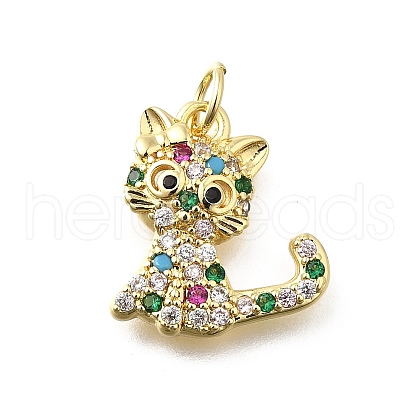 Brass Micro Pave Cubic Zirconia Pendants KK-Q066-34G-1