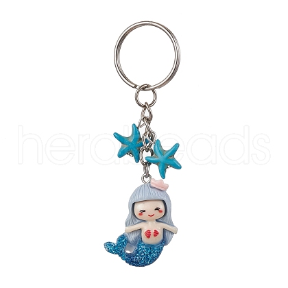 Mermaid Opaque Resin Pendant Keychain X1-KEYC-JKC00624-01-1