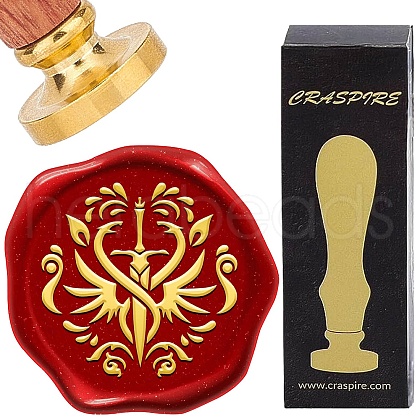 Brass Wax Seal Stamp with Wood Handle AJEW-WH0412-0289-1