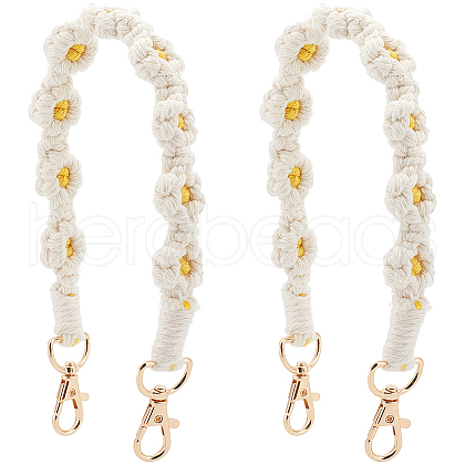 Polyester Woven Flower Wrist Strap Lanyard HJEW-WH20010-03G-01-1