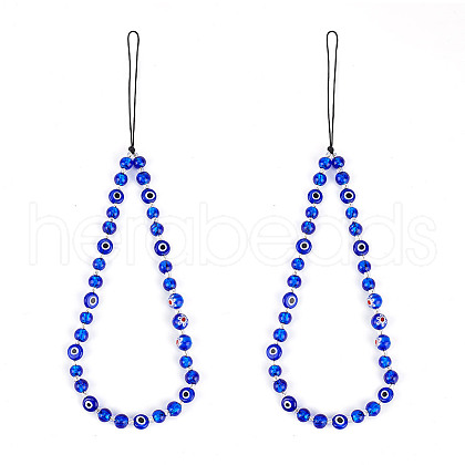 Evil Eye Lampwork Beaded Mobile Phone Straps HJEW-GO00001-1