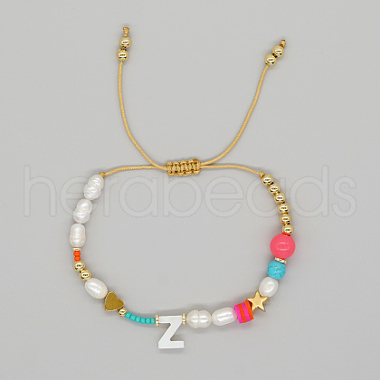 Shell Letter Charm Bead Bracelets ZZ0793-26-1
