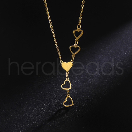 304 Stainless Steel Multi Heart Pendant Necklaces for Women FS-WGC7B42-01-1