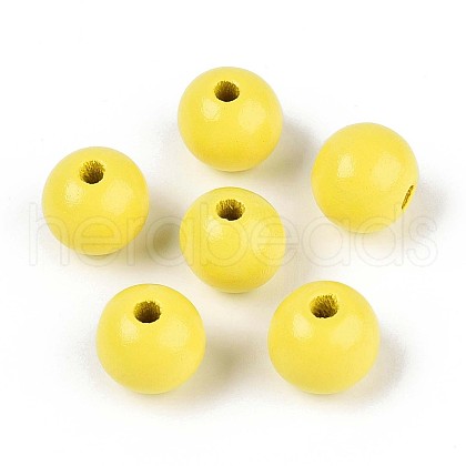 Spray Painted Round Natural Schima Wood Beads WOOD-A018-14mm-04-1