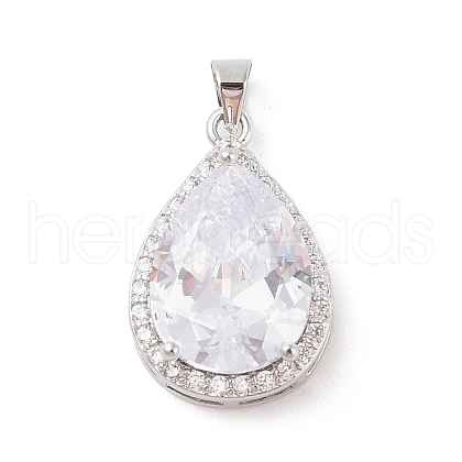 Rack Plating Brass Micro Pave Cubic Zirconia Pendants ZIRC-I066-03P-01-1