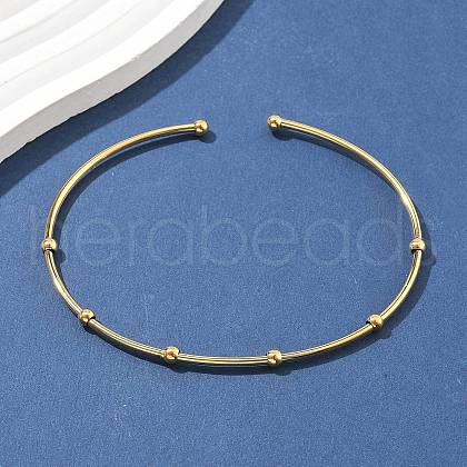 304 Stainless Steel Arm Cuff Bangles for Women AJEW-P127-03G-1