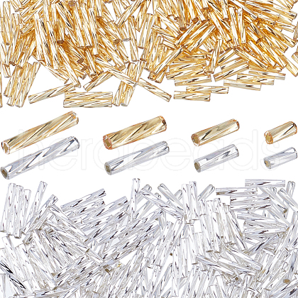 CREATCABIN 1760Pcs 8 Style Glass Twisted Bugle Beads SEED-CN0001-42-1