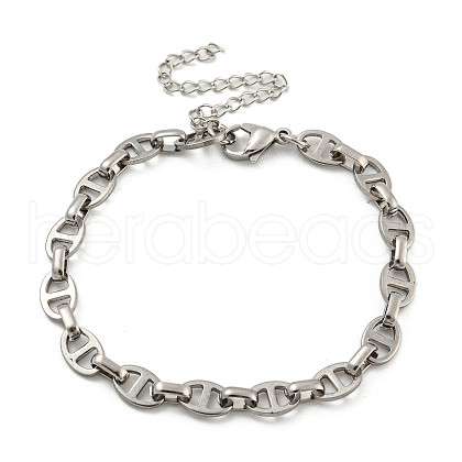 304 Stainless Steel Oval Link Chains Bracelets for Men & Women BJEW-D042-22B-P-1