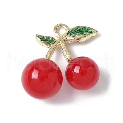 Cherry Opaque Resin 3D Fruit Pendants RESI-V002-03A-1