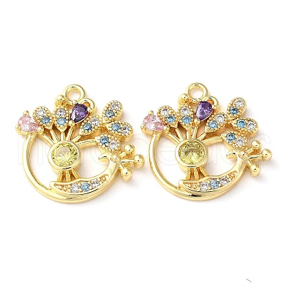 Brass Micro Pave Cubic Zirconia Pendants KK-F862-04G-1