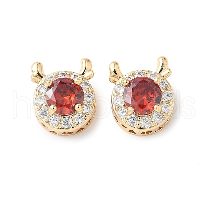 Brass Micro Pave Cubic Zirconia Beads KK-G531-01G-02-1