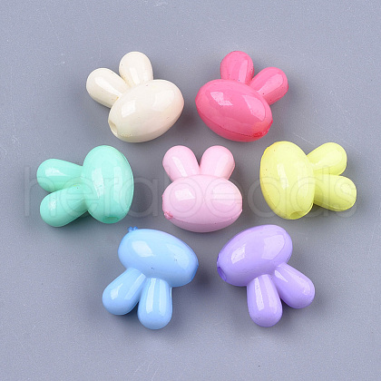 Opaque Solid Color Bunny Acrylic Beads MACR-T030-14-1