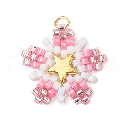 Glass Seed Beaded Star Pendants PALLOY-MZ00641-05-1