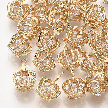 Brass Cubic Zirconia Pendants X-KK-S348-446-1