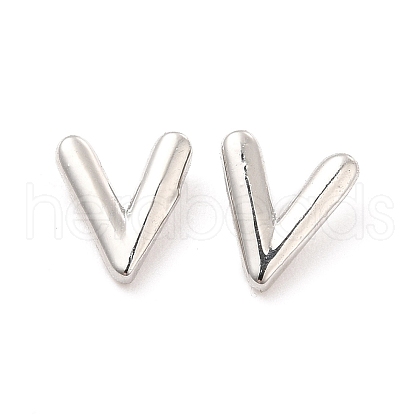 Brass Hollow Out Initial Letter Stud Earrings for Women EJEW-A044-01P-V-1
