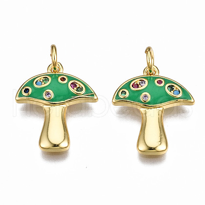 Autumn Theme Brass Micro Pave Cubic Zirconia Enamel Pendants ZIRC-Q200-023B-NF-1