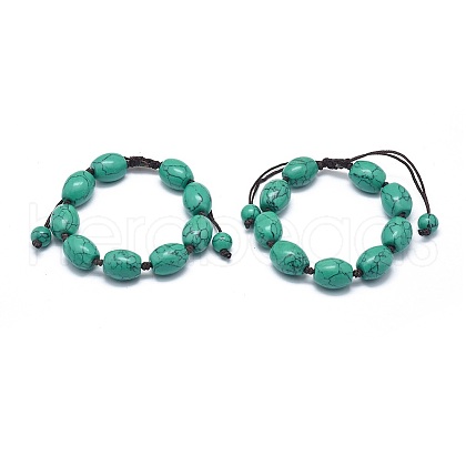 Synthetic Turquoise Braided Bead Bracelets BJEW-K212-F-1