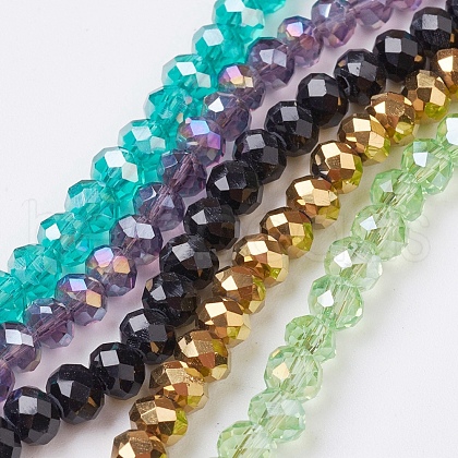 Faceted Glass Beads Strands EGLA-F124-M02-1