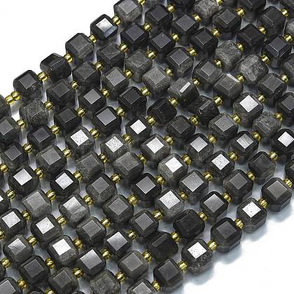 Natural Silver Obsidian Beads Strands G-K389-A41-01-1